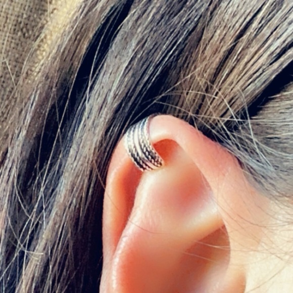 Sterling Silver Simi Wide Textured Ear Cuff - Picture 14 of 14